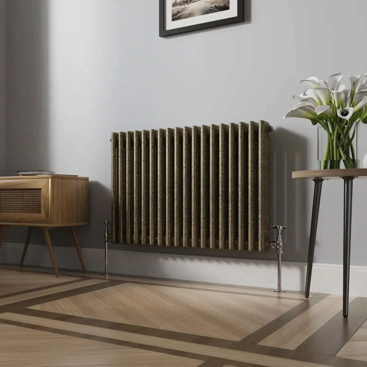 Ferentino - Traditional horizontal column radiator blackened gold