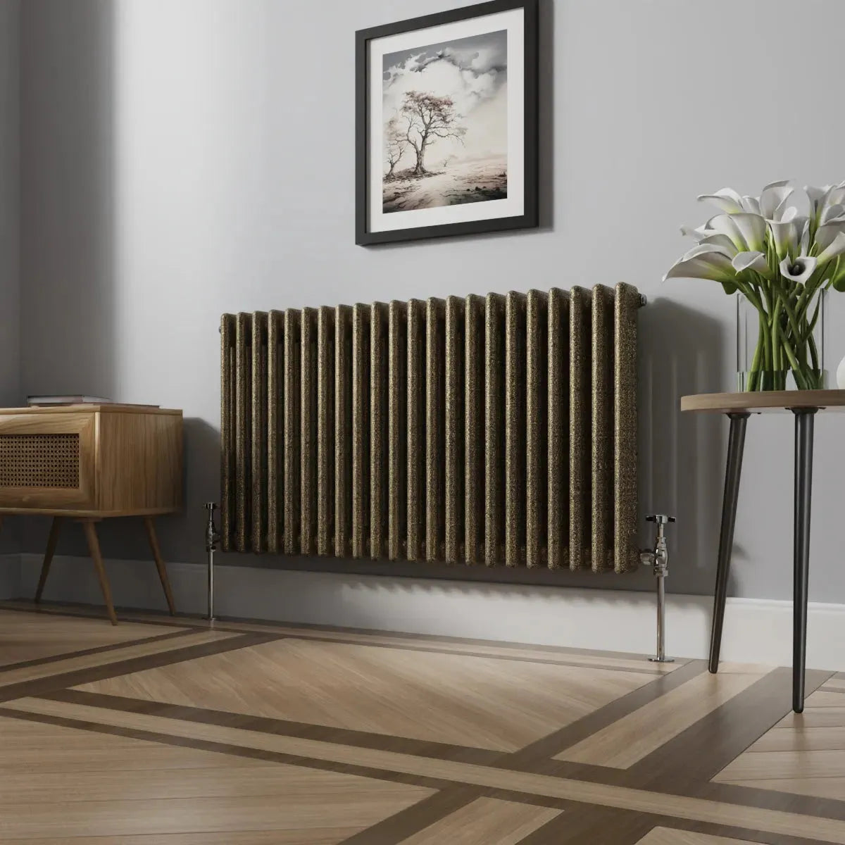 Ferentino - Traditional horizontal column radiator blackened gold