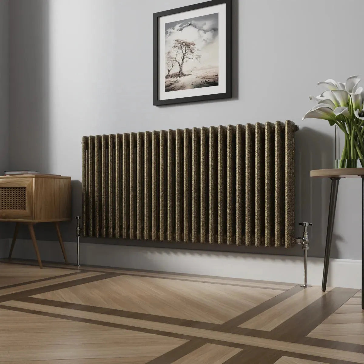 Ferentino - Traditional horizontal column radiator blackened gold