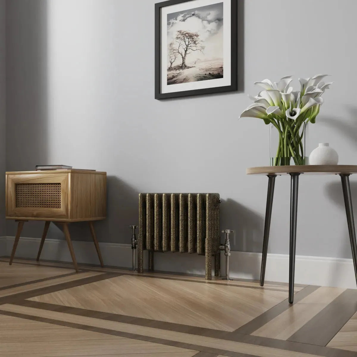 Ferentino - Traditional horizontal column radiator blackened gold