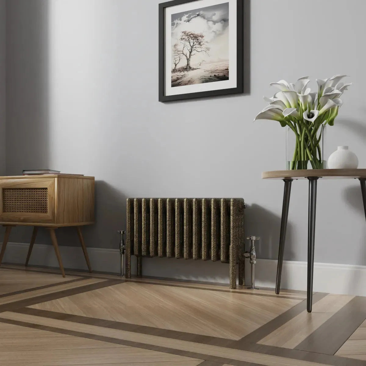 Ferentino - Traditional horizontal column radiator blackened gold