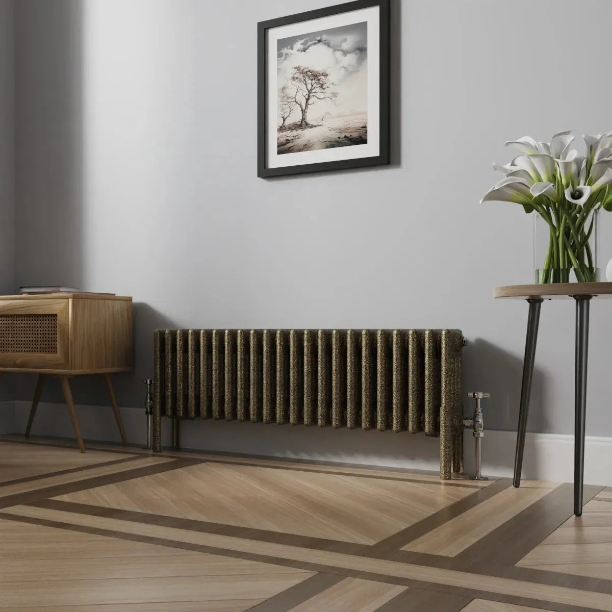 Ferentino - Traditional horizontal column radiator blackened gold