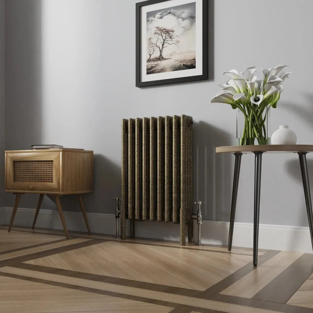 Ferentino - Traditional horizontal column radiator blackened gold