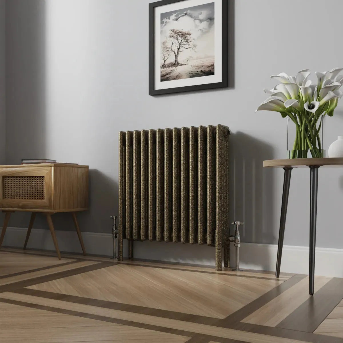 Ferentino - Traditional horizontal column radiator blackened gold