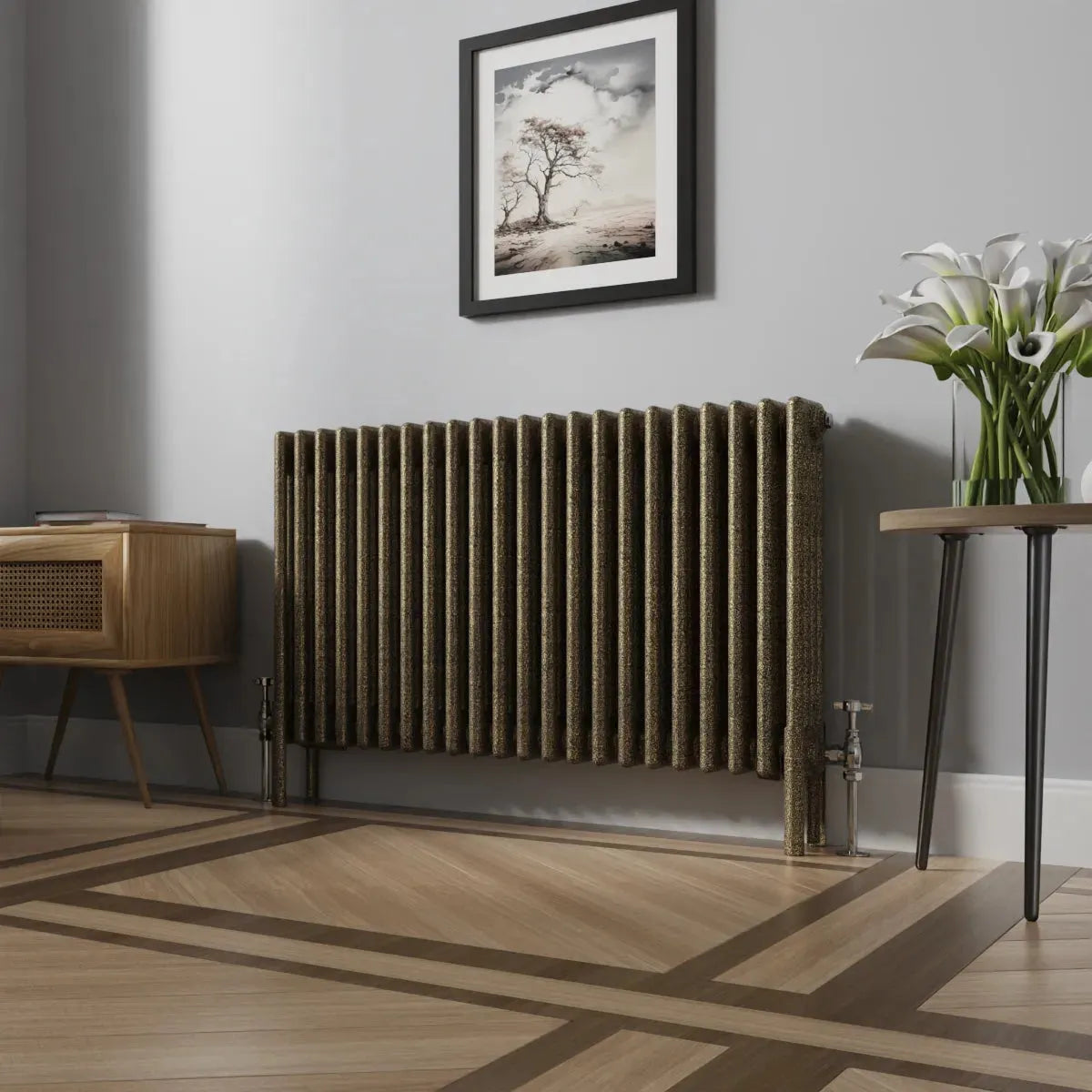 Ferentino - Traditional horizontal column radiator blackened gold