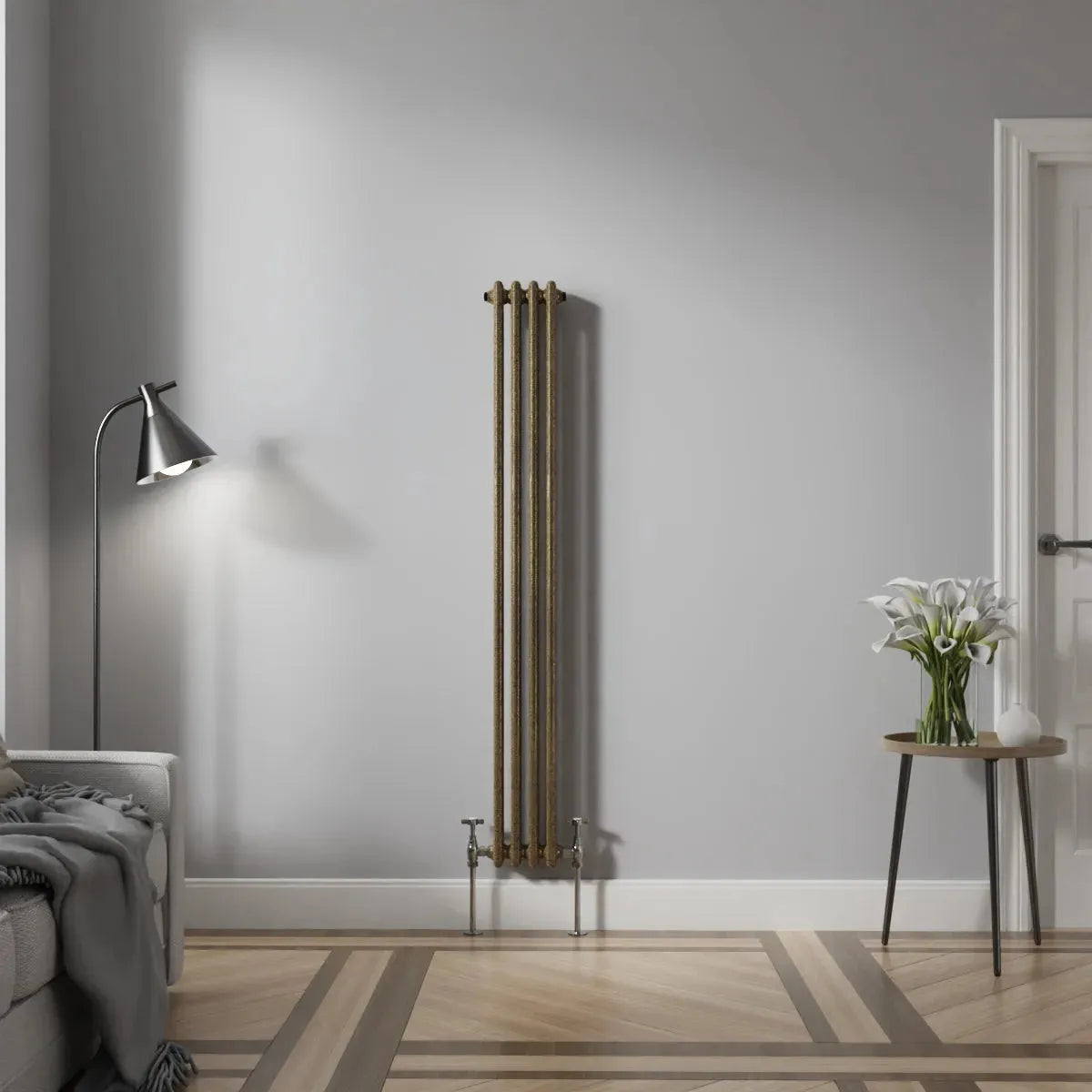 Ferentino - Traditional vertical column radiator blackened gold