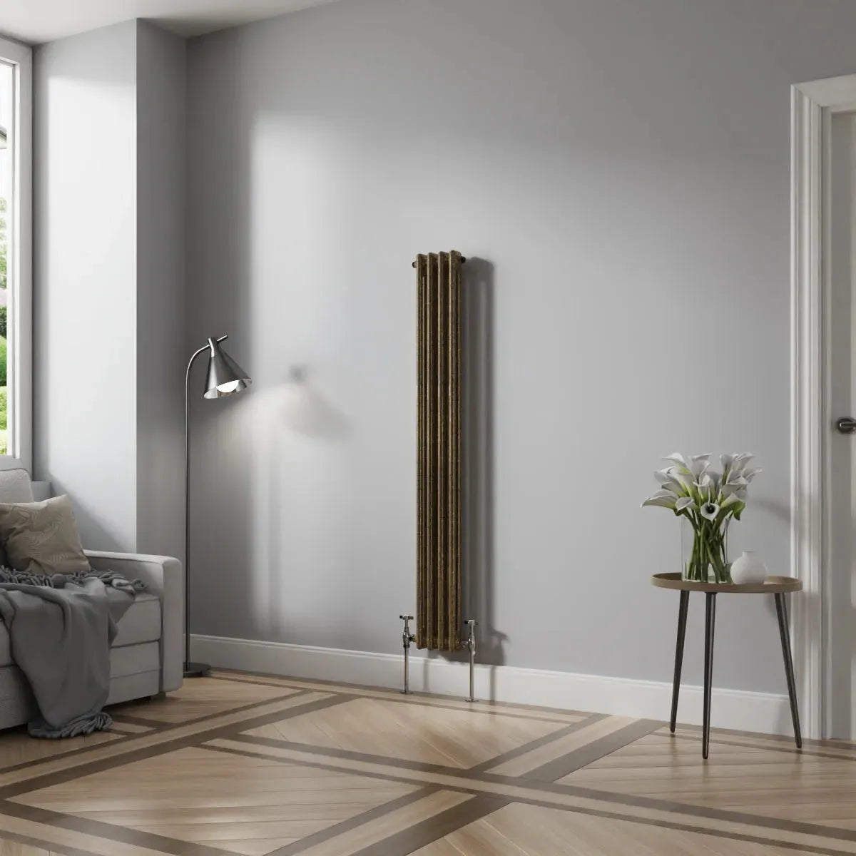 Ferentino - Traditional vertical column radiator blackened gold