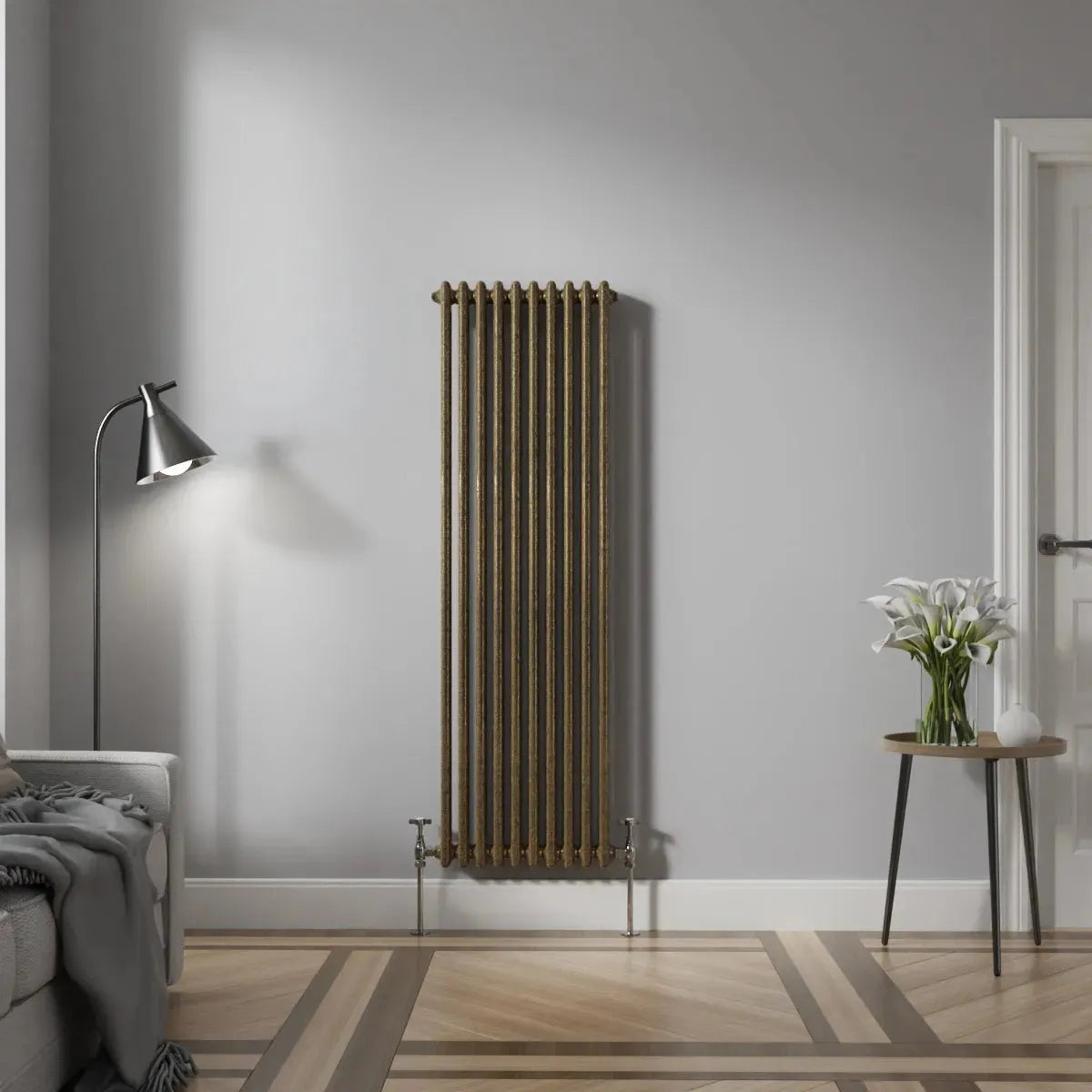 Ferentino - Traditional vertical column radiator blackened gold