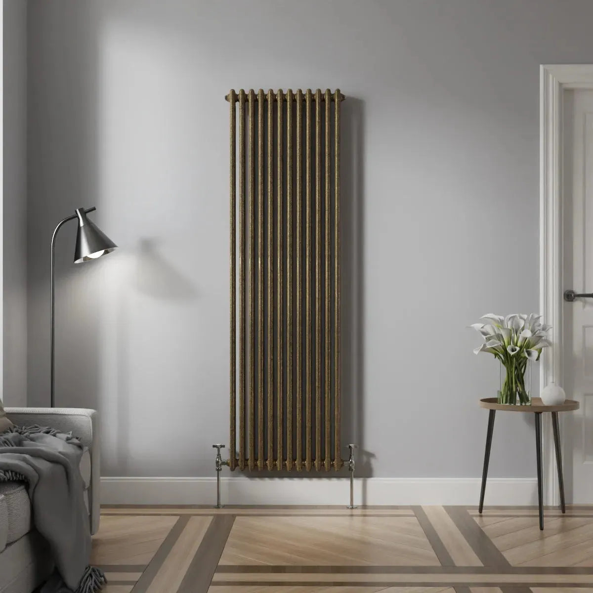 Ferentino - Traditional vertical column radiator blackened gold