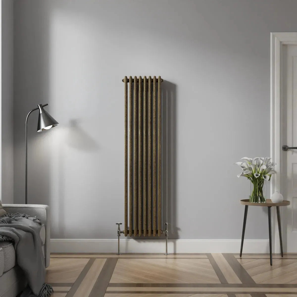 Ferentino - Traditional vertical column radiator blackened gold