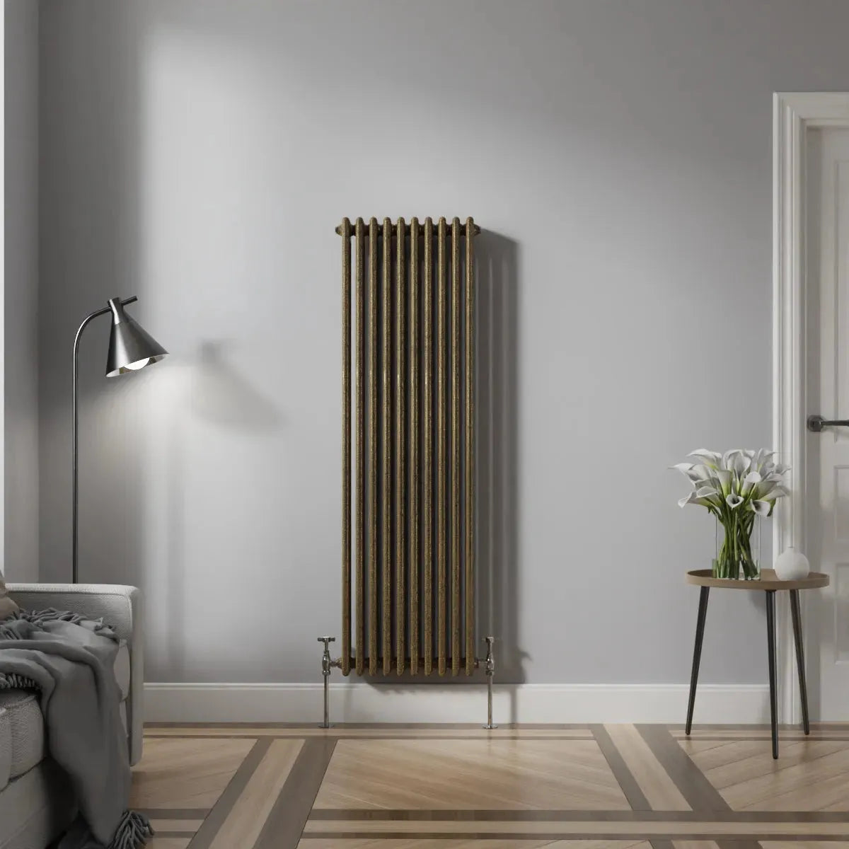 Ferentino - Traditional vertical column radiator blackened gold