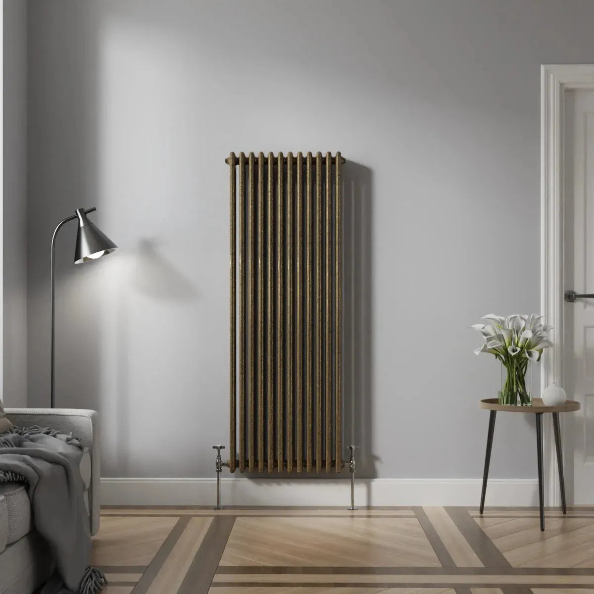 Ferentino - Traditional vertical column radiator blackened gold