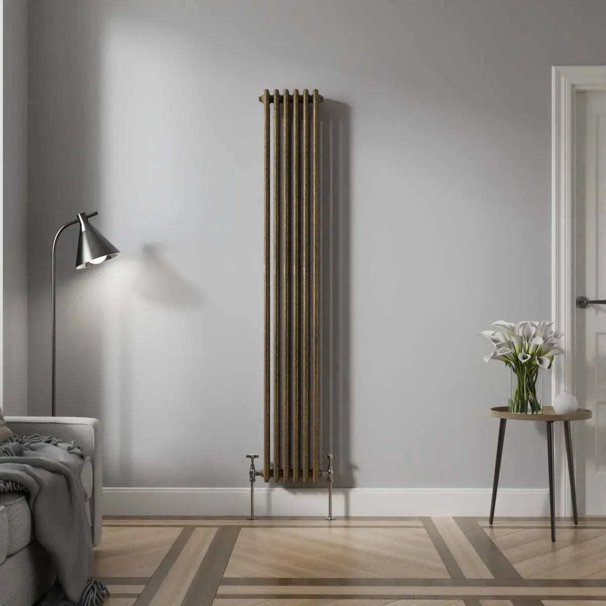 Ferentino - Traditional vertical column radiator blackened gold