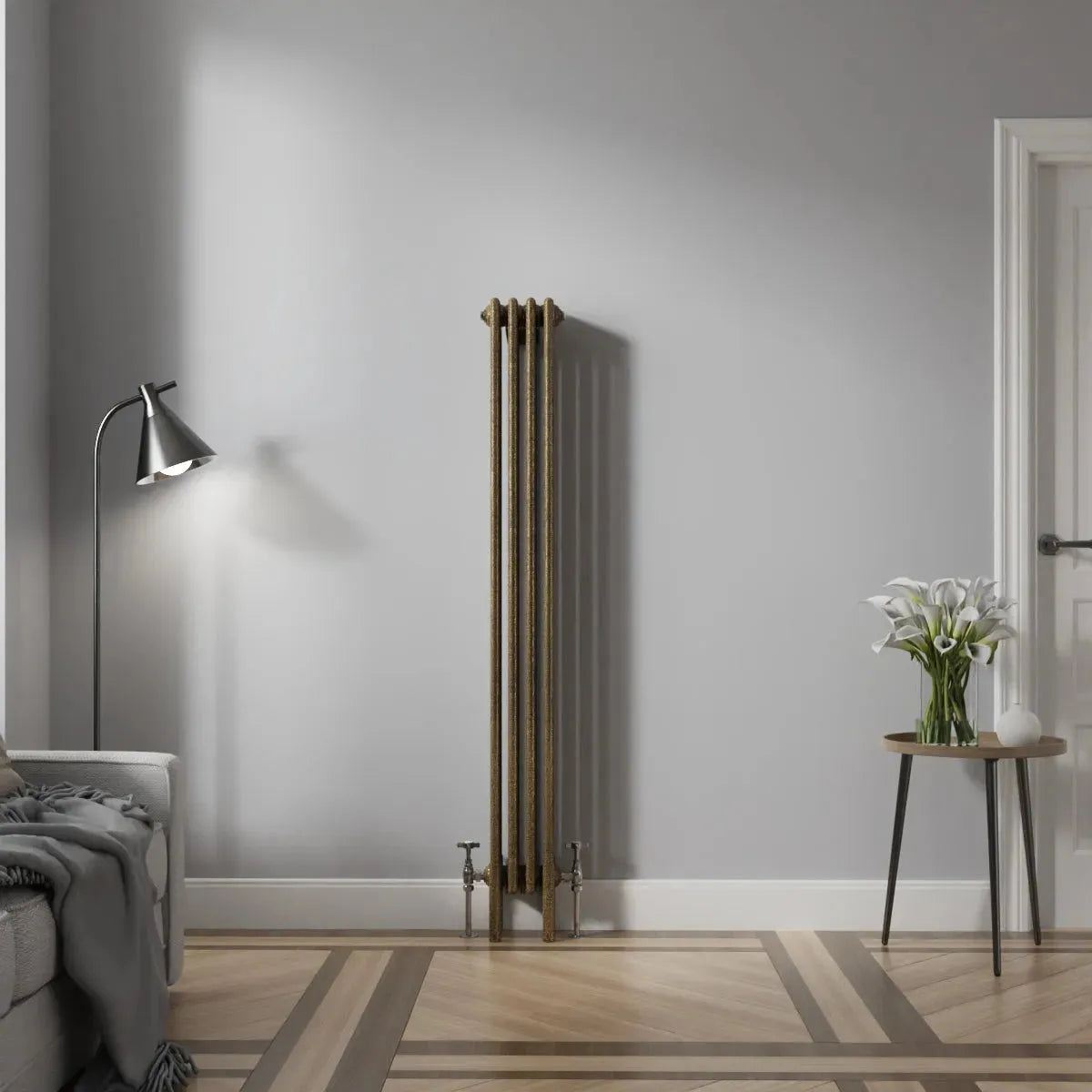 Ferentino - Traditional vertical column radiator blackened gold