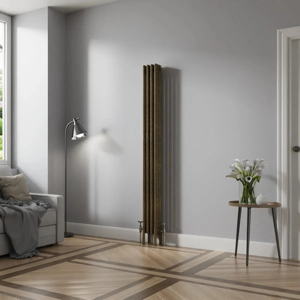 Ferentino - Traditional vertical column radiator blackened gold