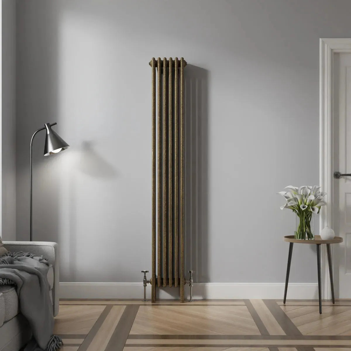 Ferentino - Traditional vertical column radiator blackened gold