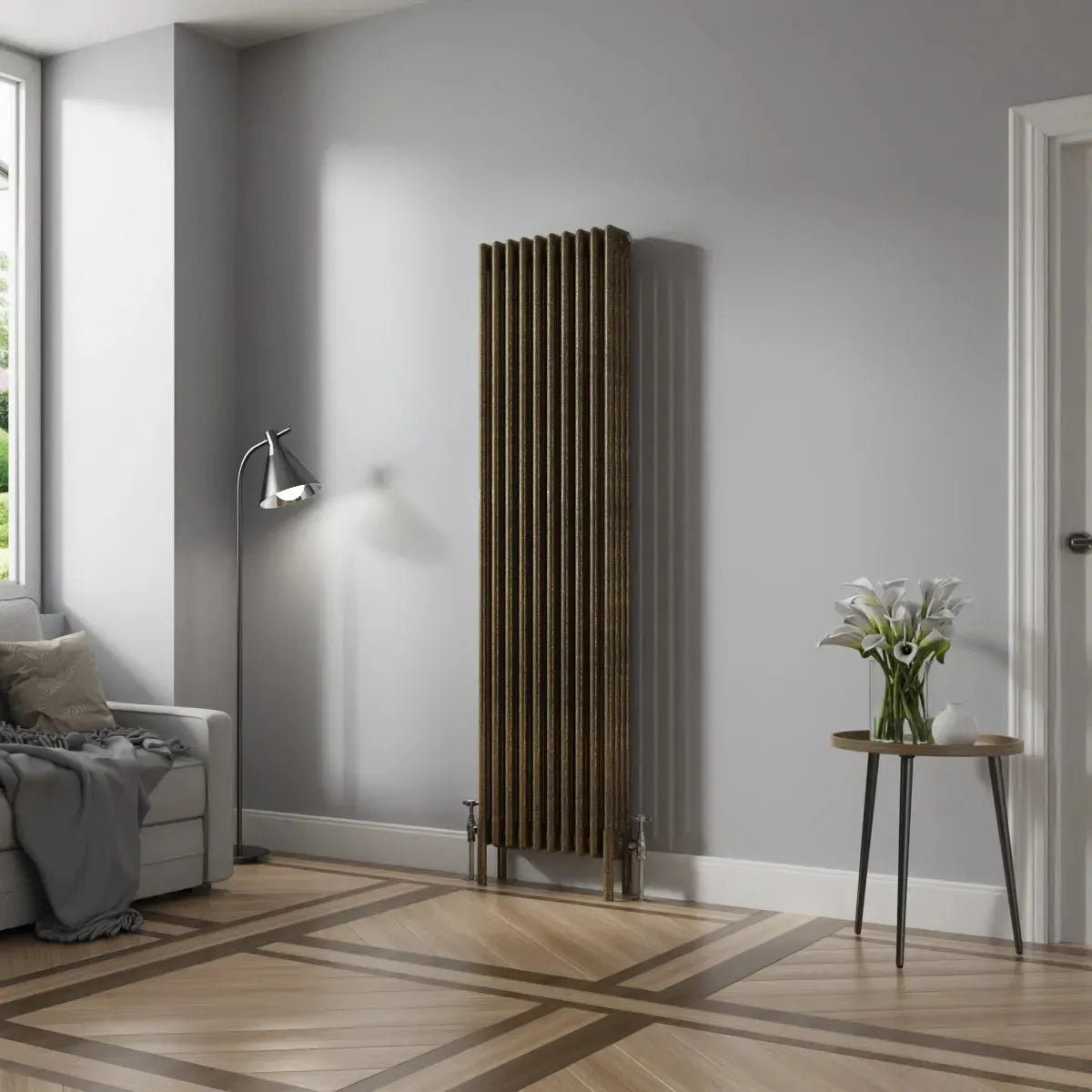 Ferentino - Traditional vertical column radiator blackened gold