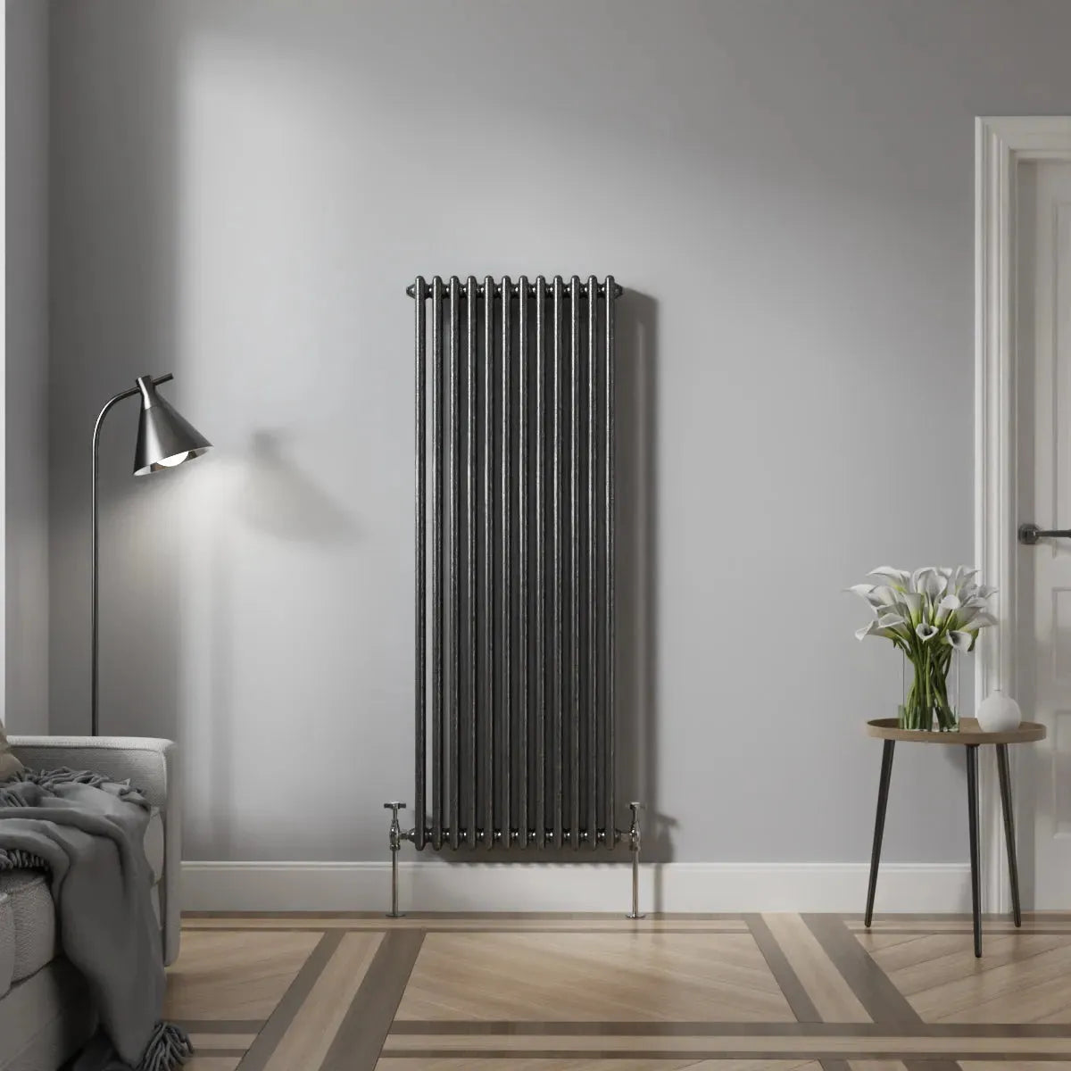 Ferentino - Traditional vertical column radiator blackened silver