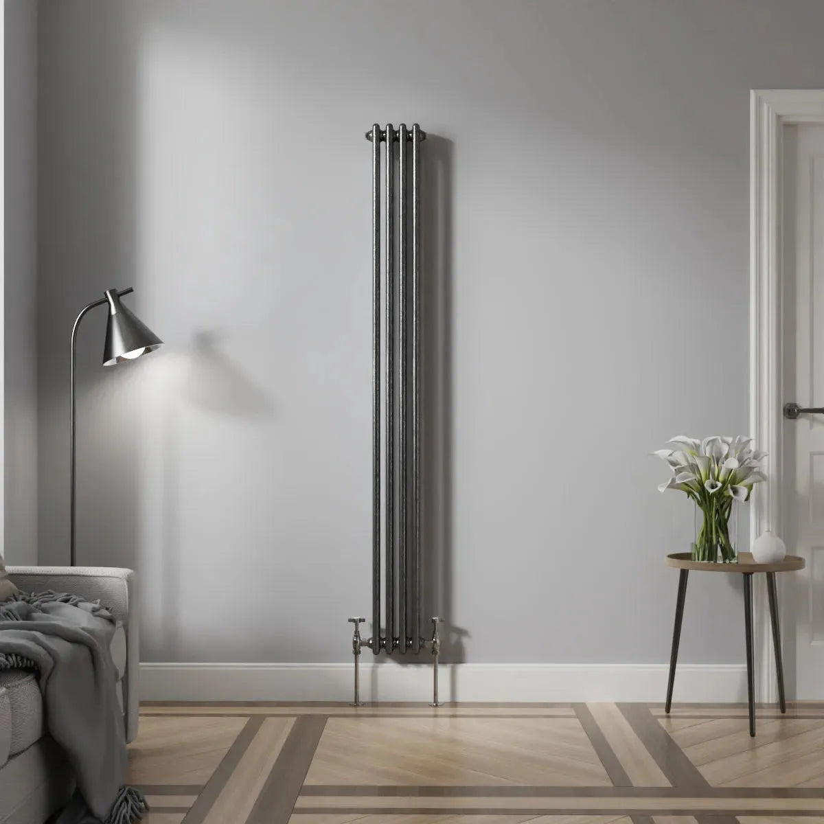 Ferentino - Traditional vertical column radiator blackened silver