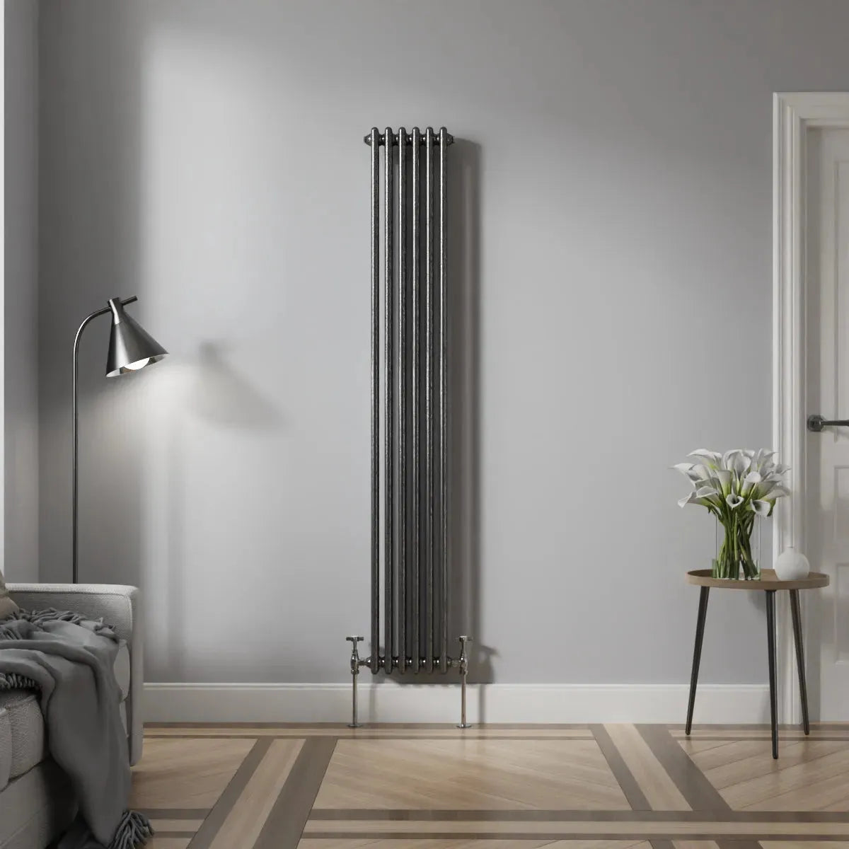 Ferentino - Traditional vertical column radiator blackened silver