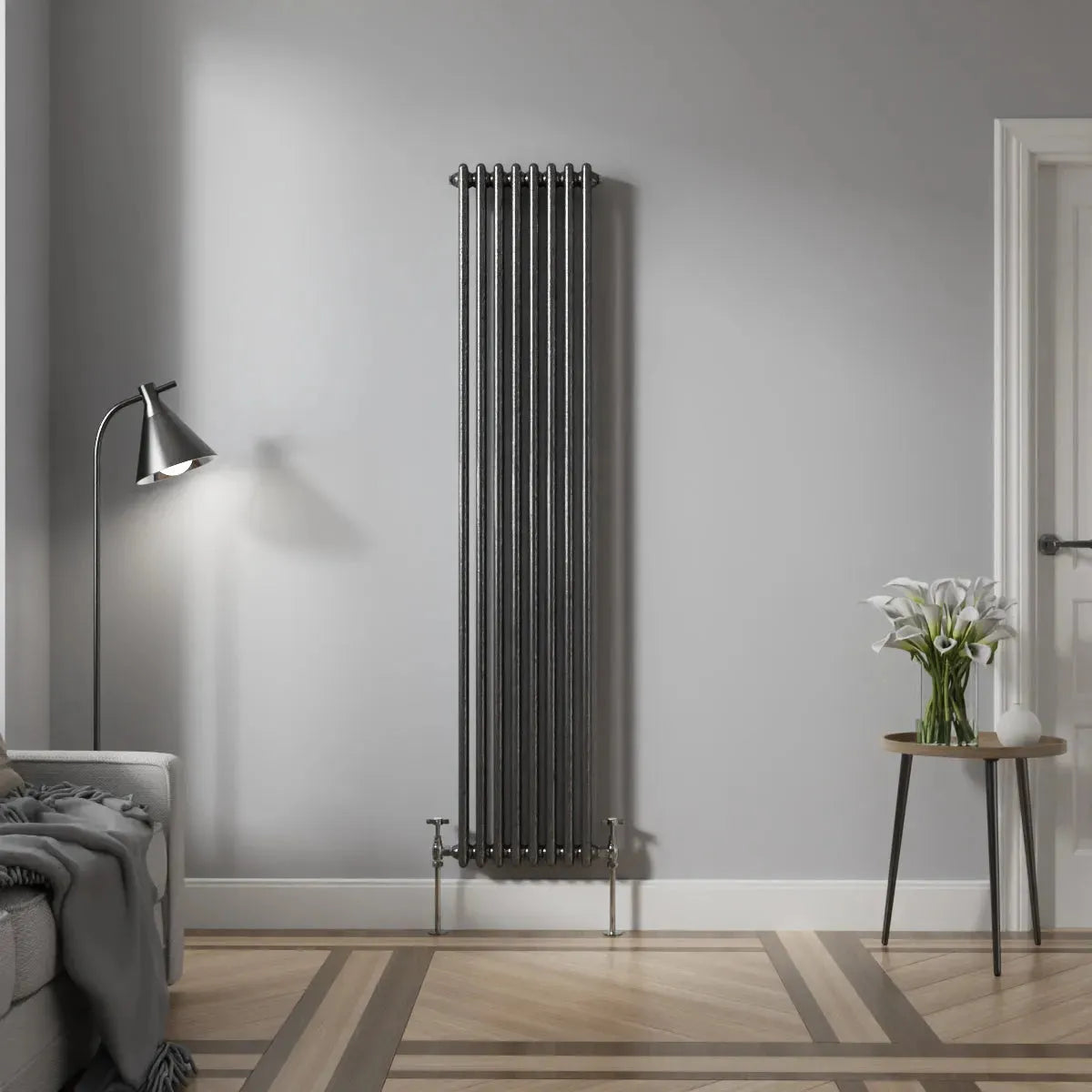 Ferentino - Traditional vertical column radiator blackened silver