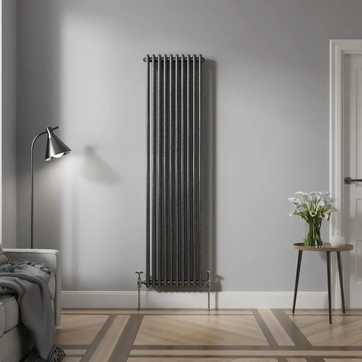 Ferentino - Traditional vertical column radiator blackened silver