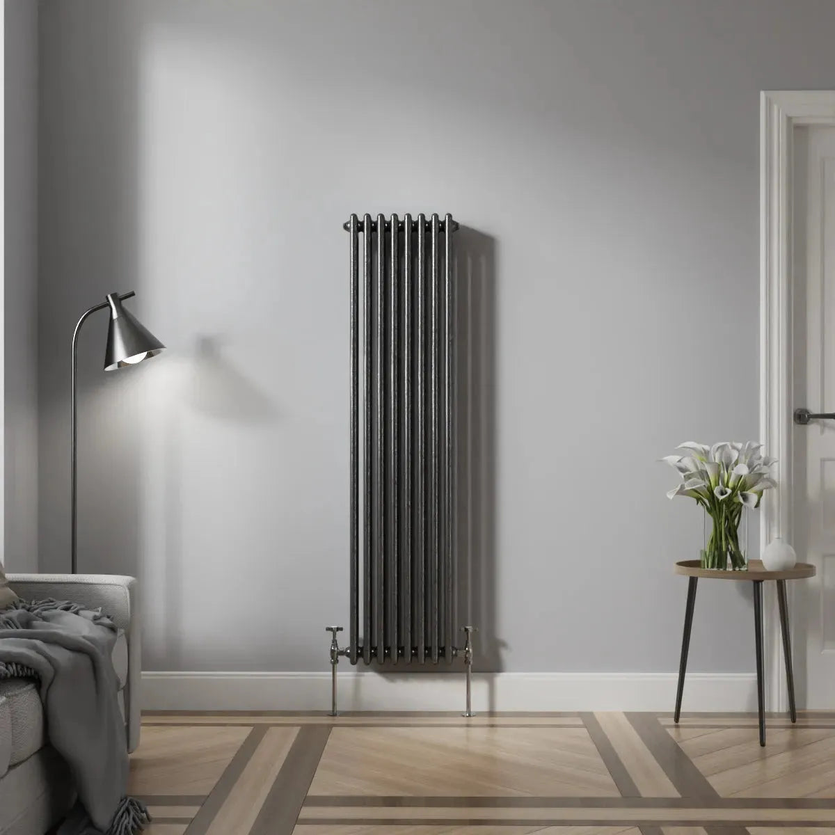 Ferentino - Traditional vertical column radiator blackened silver