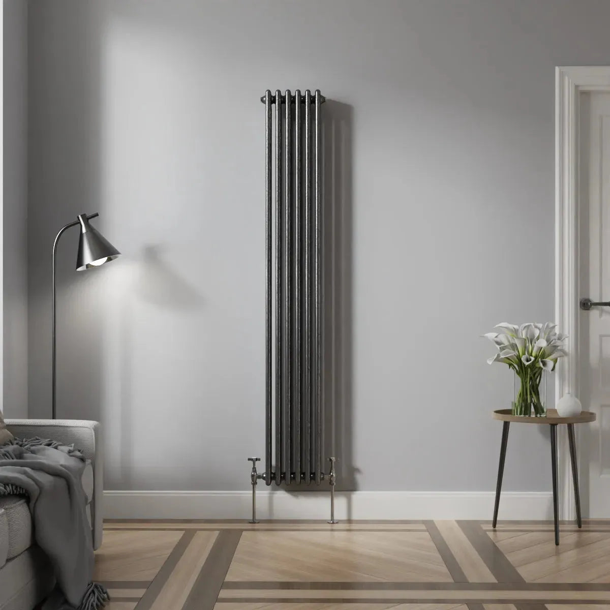 Ferentino - Traditional vertical column radiator blackened silver