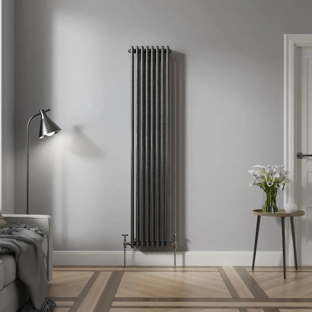 Ferentino - Traditional vertical column radiator blackened silver