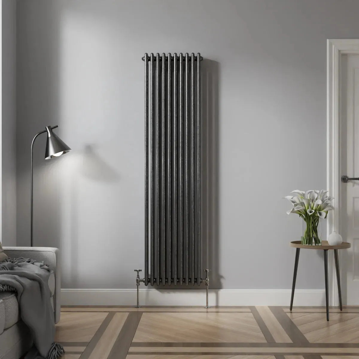 Ferentino - Traditional vertical column radiator blackened silver