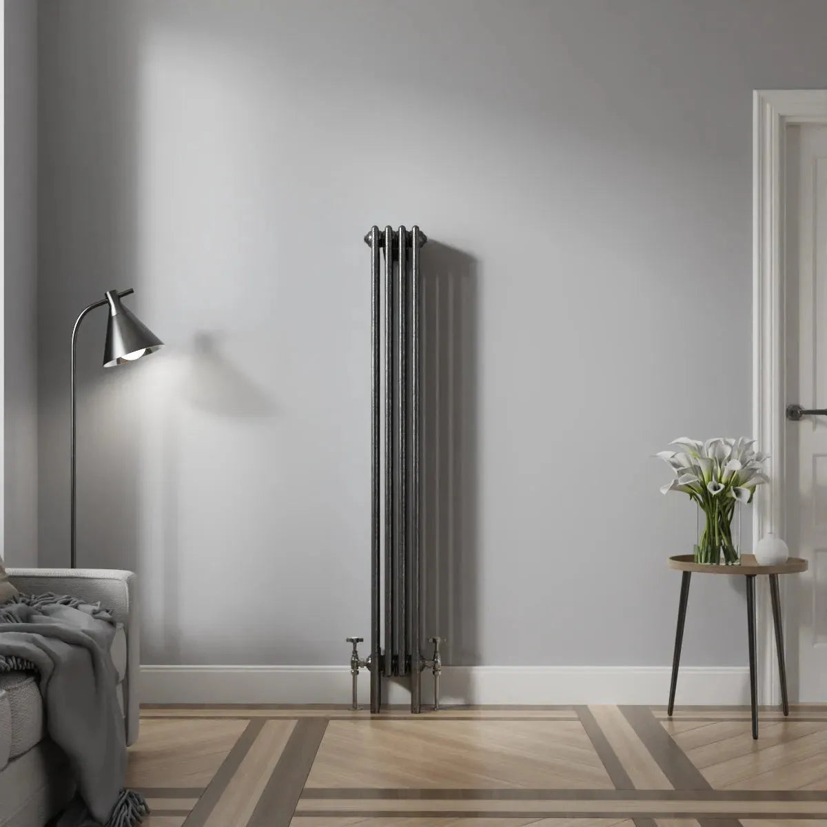 Ferentino - Traditional vertical column radiator blackened silver