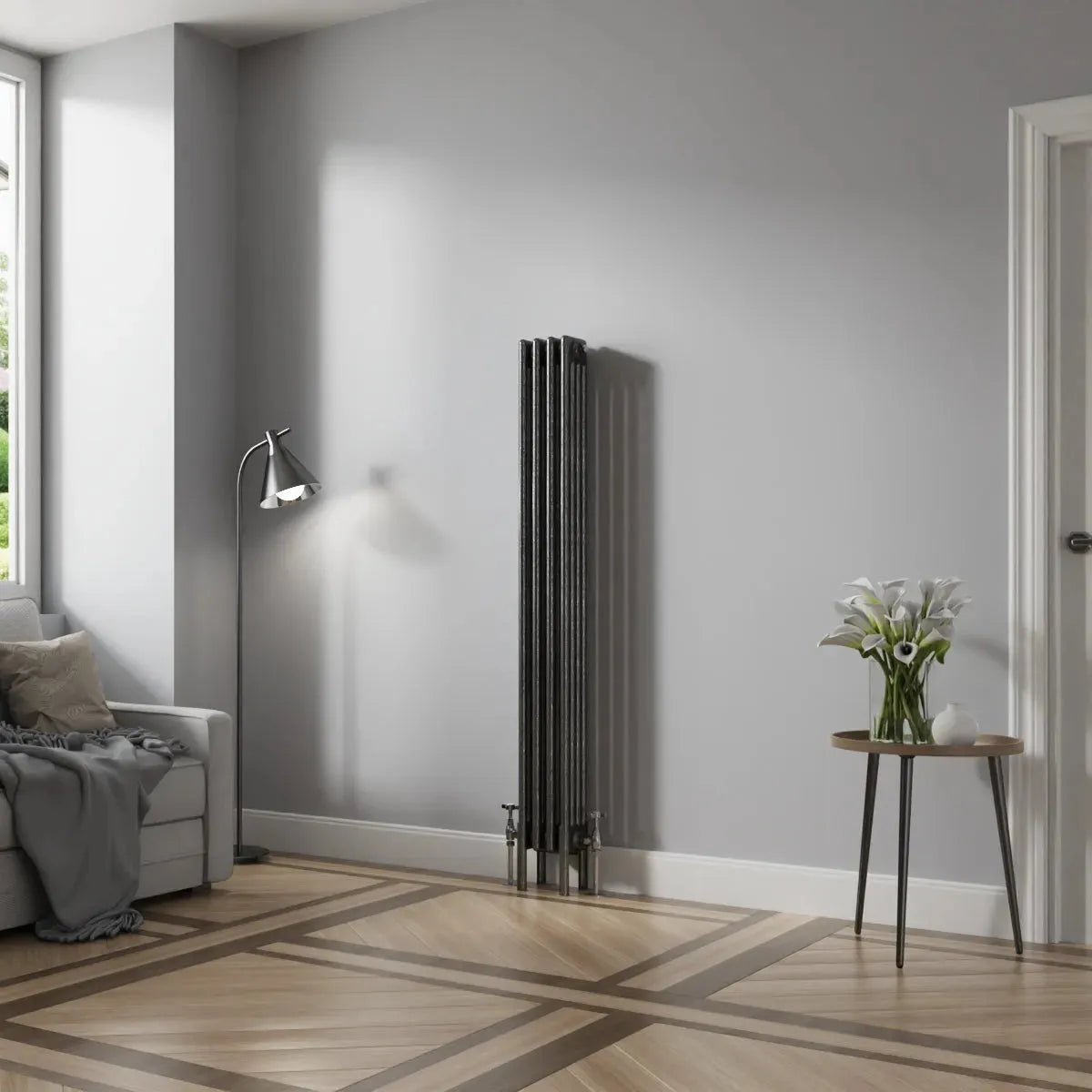 Ferentino - Traditional vertical column radiator blackened silver