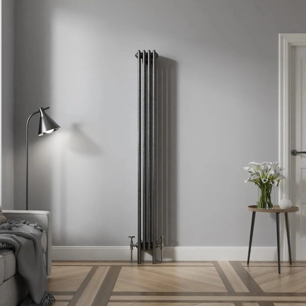 Ferentino - Traditional vertical column radiator blackened silver