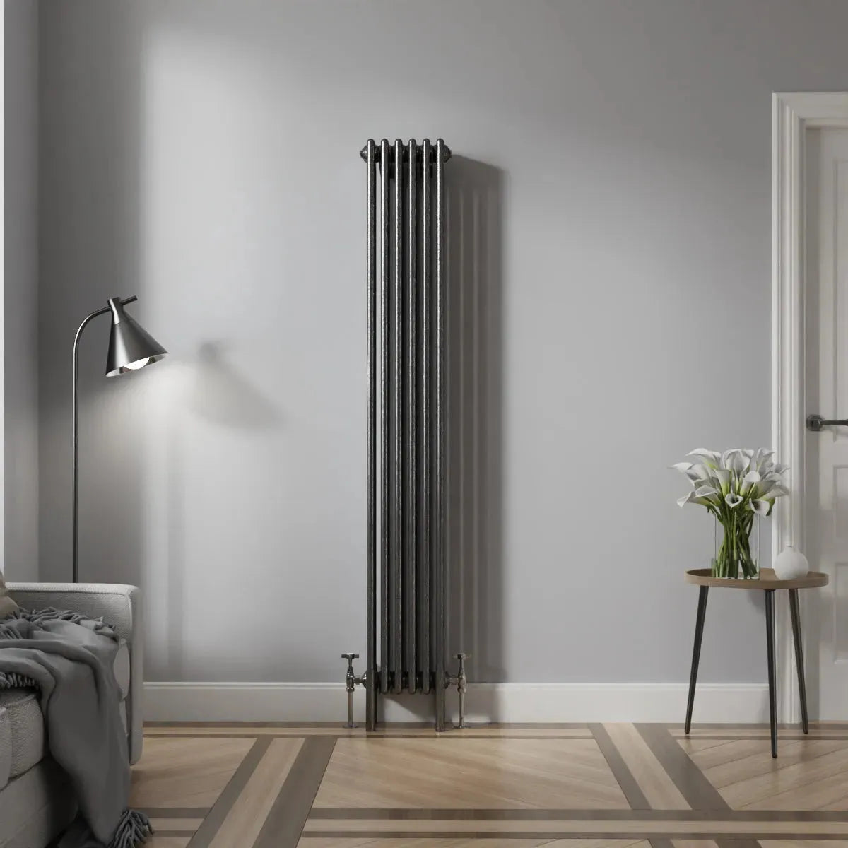 Ferentino - Traditional vertical column radiator blackened silver