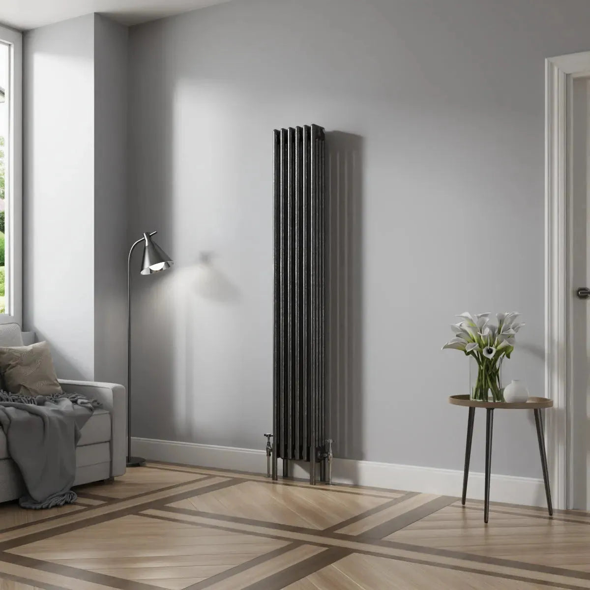 Ferentino - Traditional vertical column radiator blackened silver