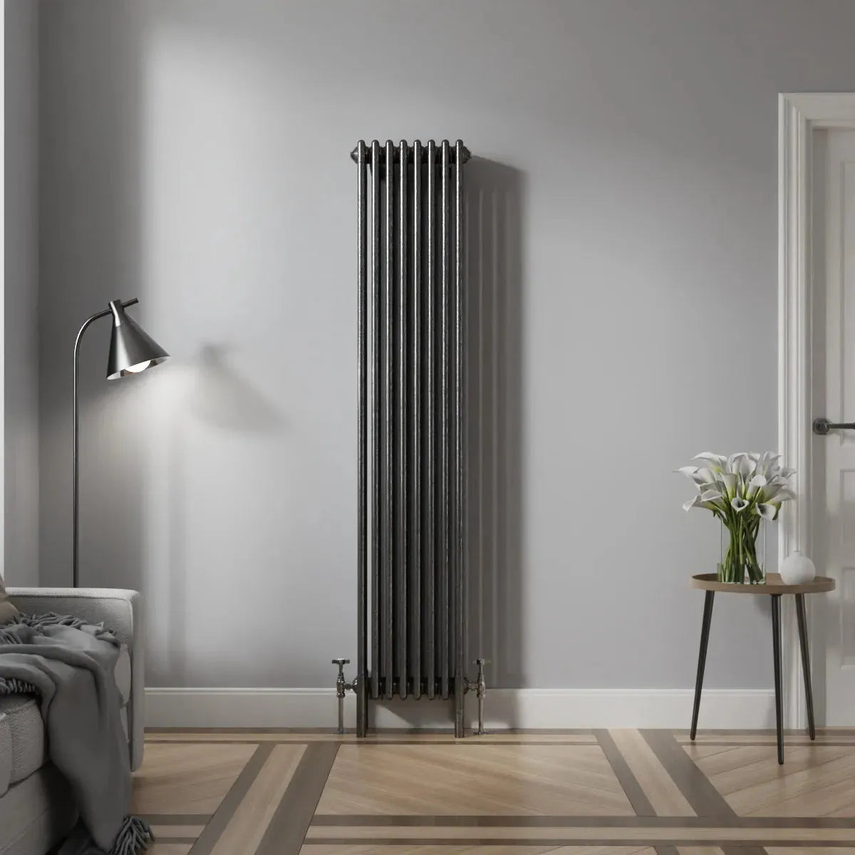 Ferentino - Traditional vertical column radiator blackened silver