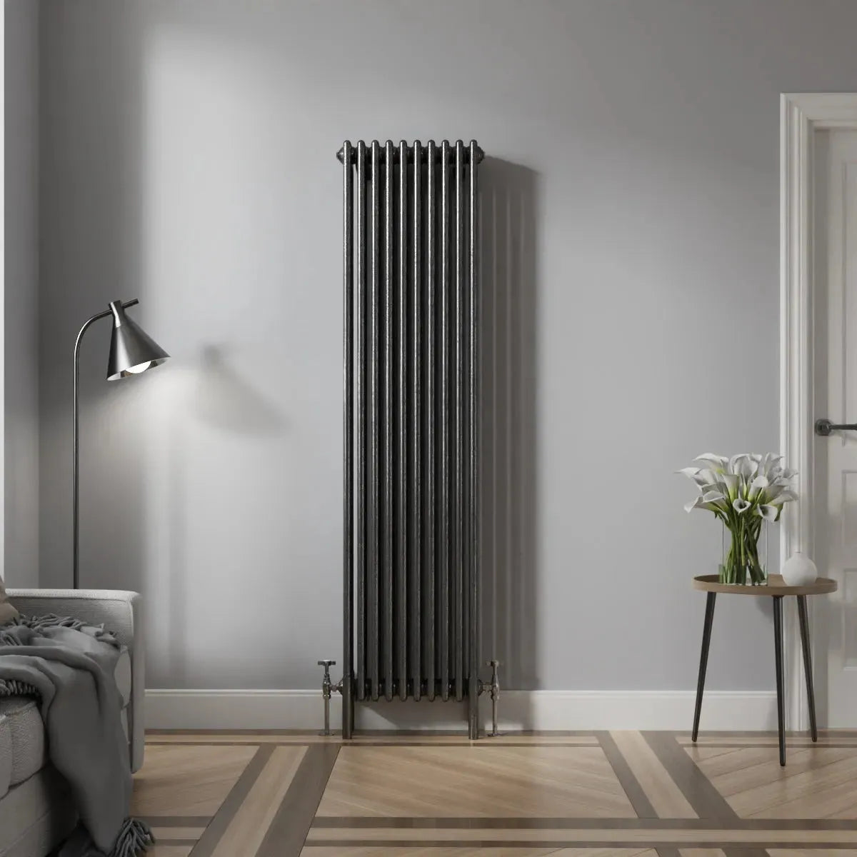 Ferentino - Traditional vertical column radiator blackened silver