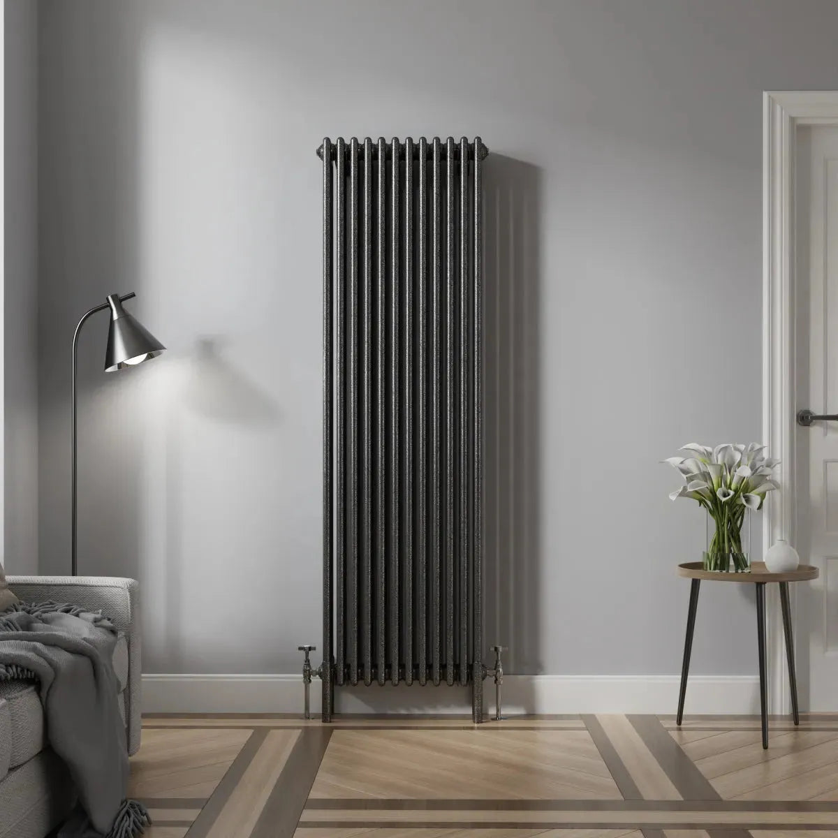 Ferentino - Traditional vertical column radiator blackened silver