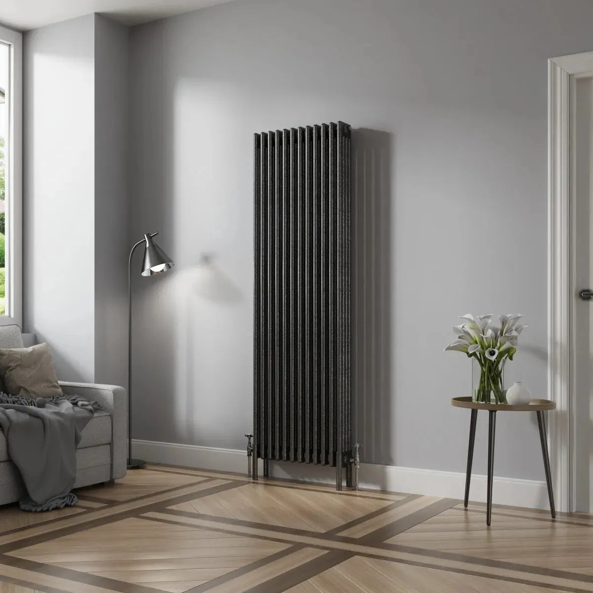 Ferentino - Traditional vertical column radiator blackened silver