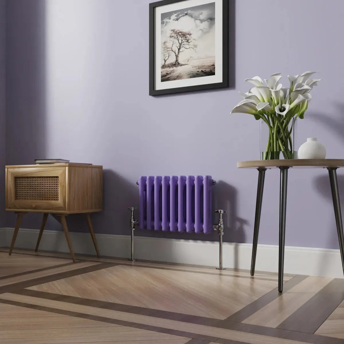 Ferentino - Traditional horizontal column radiator blue lilac