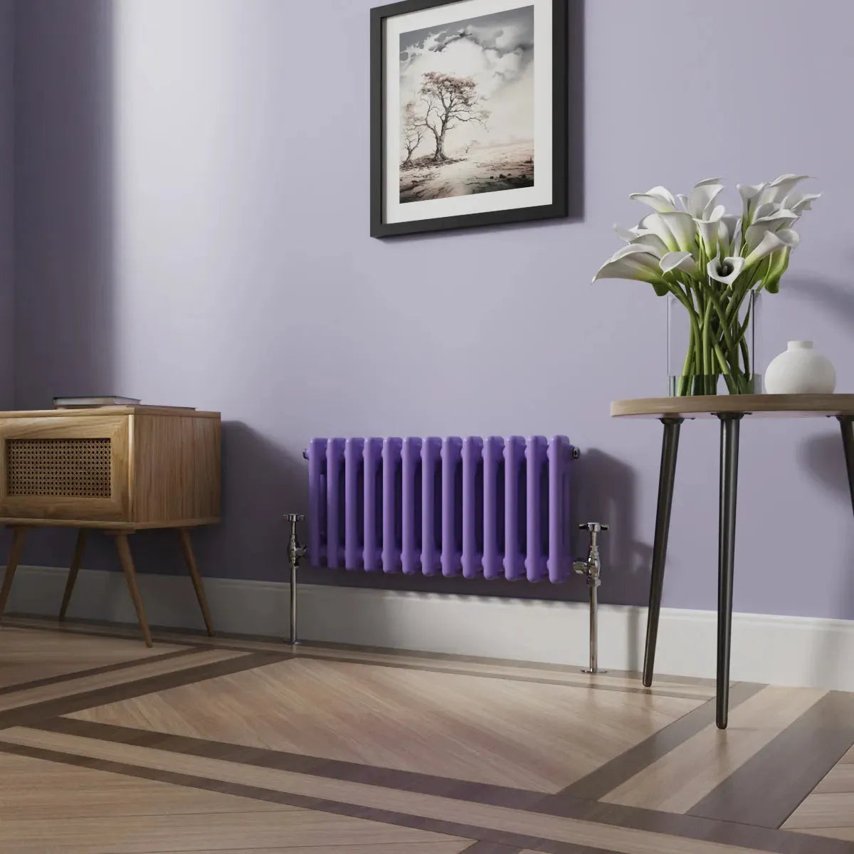 Ferentino - Traditional horizontal column radiator blue lilac