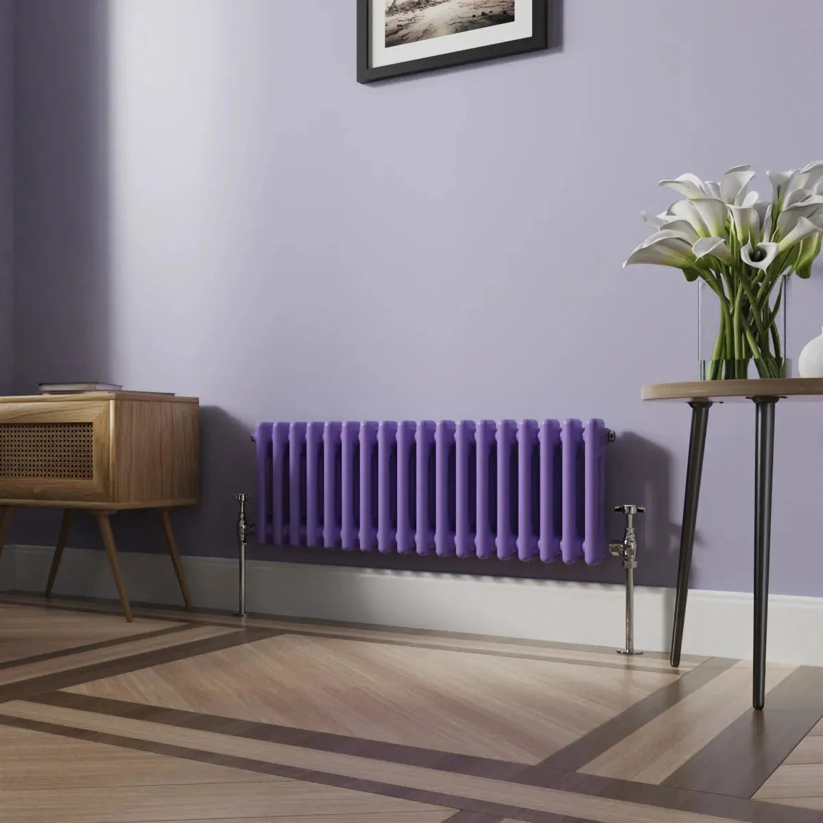 Ferentino - Traditional horizontal column radiator blue lilac