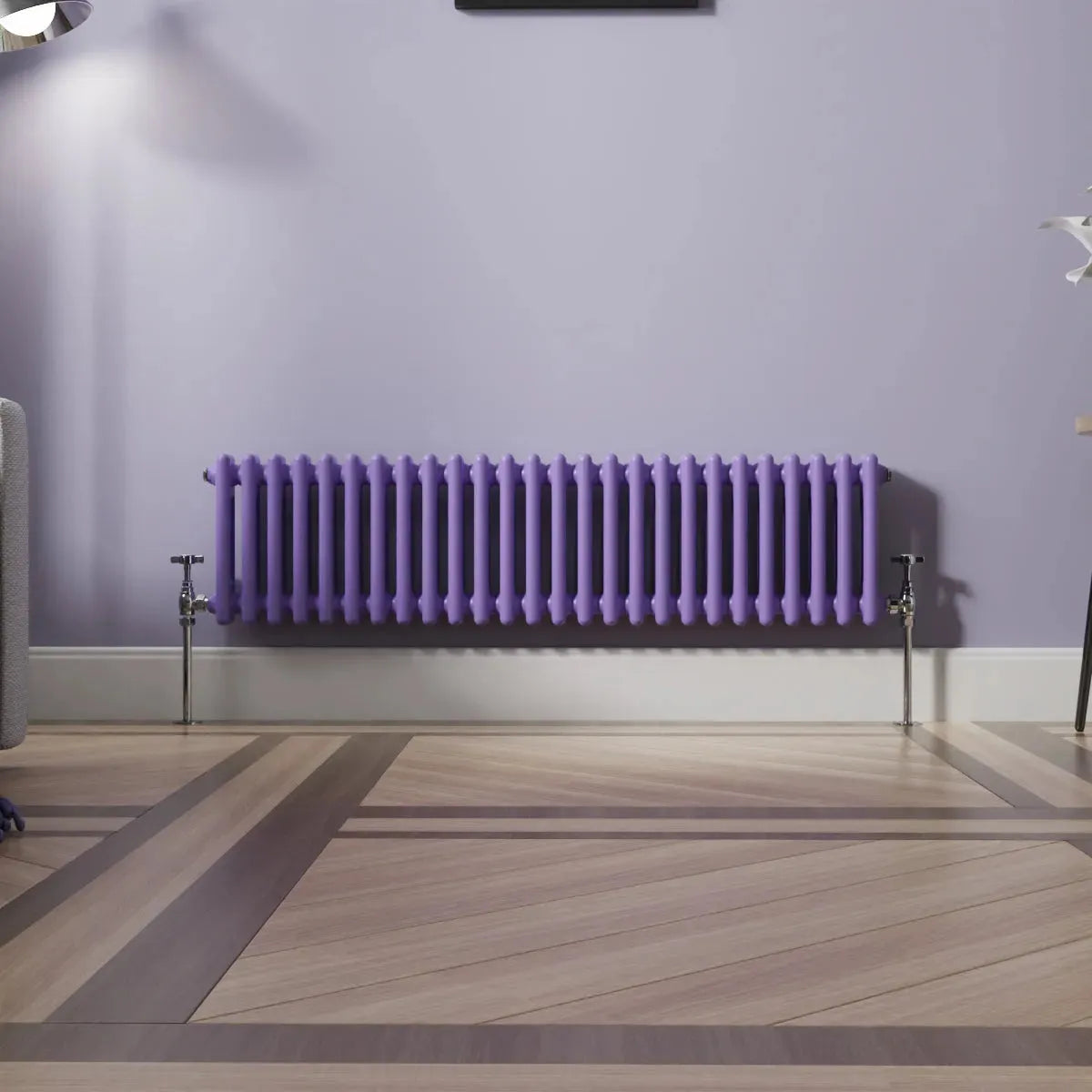 Ferentino - Traditional horizontal column radiator blue lilac