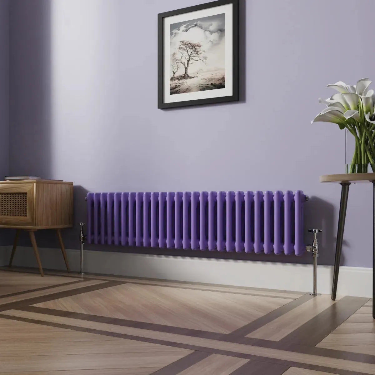 Ferentino - Traditional horizontal column radiator blue lilac