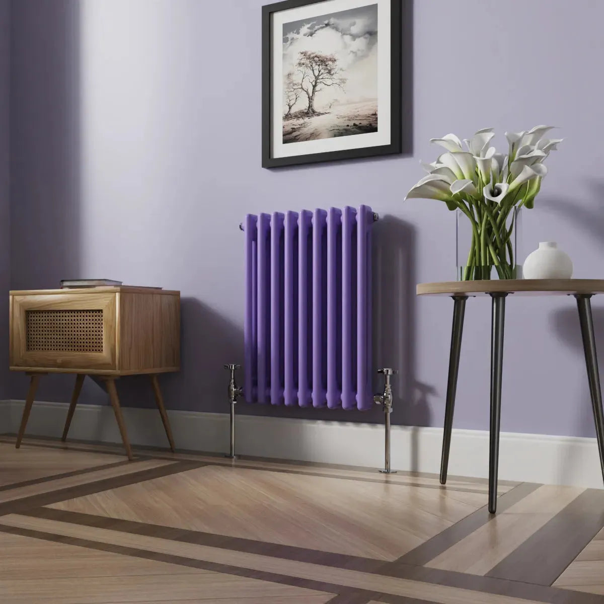 Ferentino - Traditional horizontal column radiator blue lilac