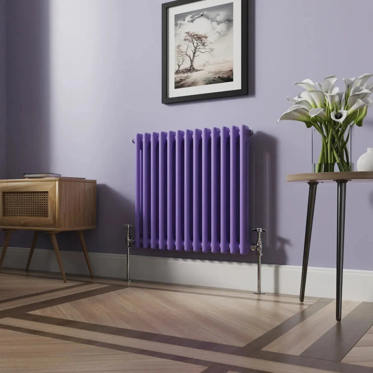 Ferentino - Traditional horizontal column radiator blue lilac