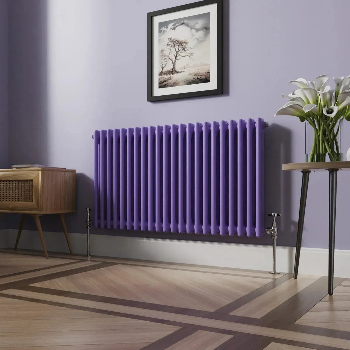 Ferentino - Traditional horizontal column radiator blue lilac