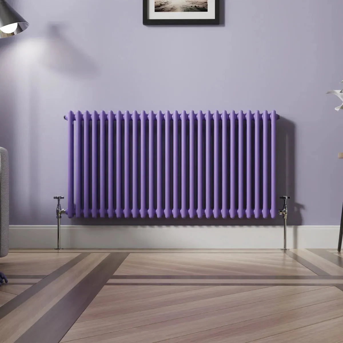 Ferentino - Traditional horizontal column radiator blue lilac