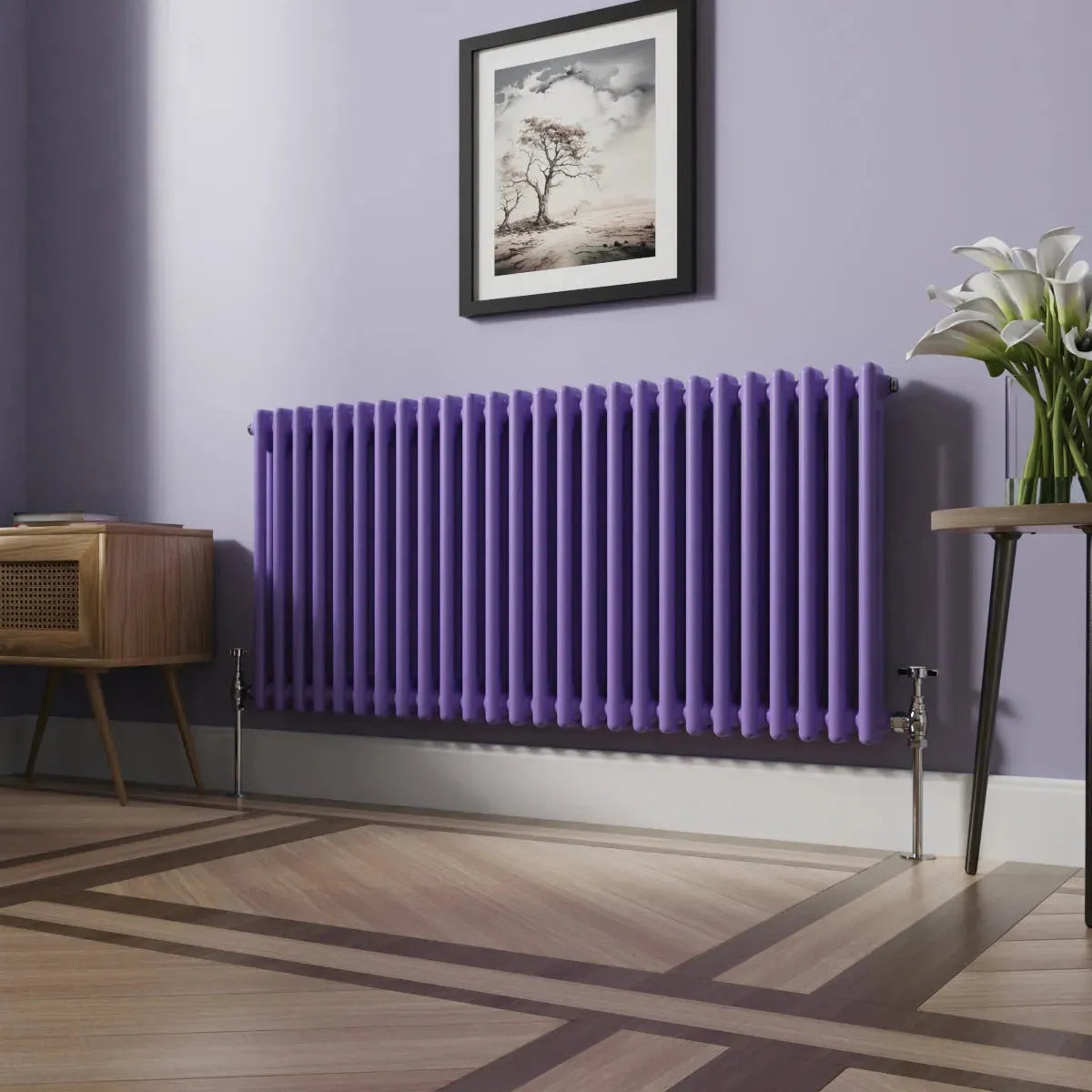 Ferentino - Traditional horizontal column radiator blue lilac