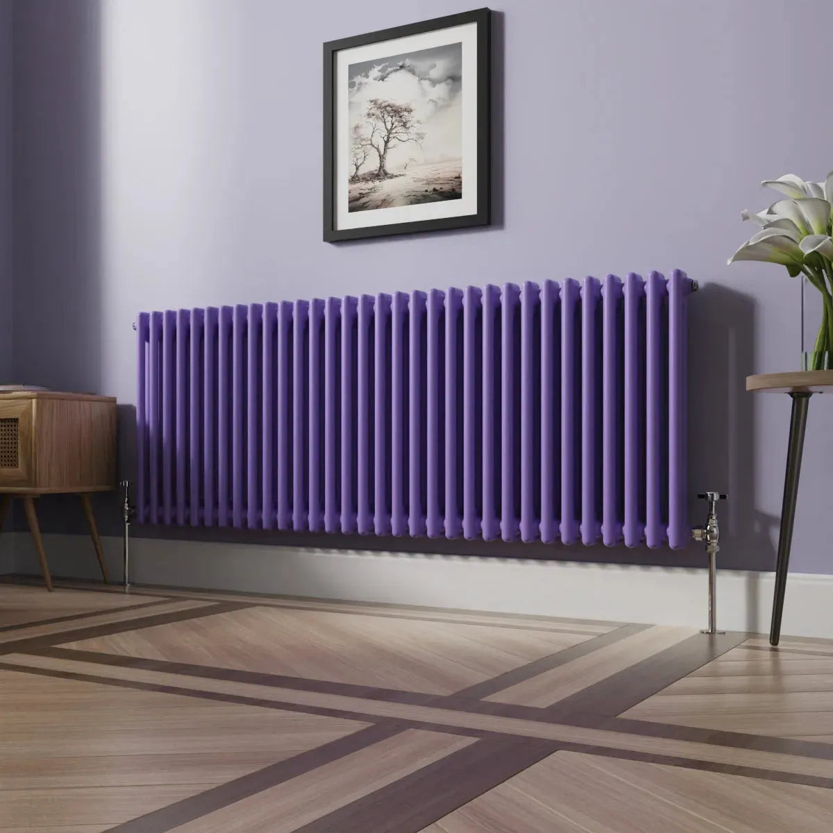 Ferentino - Traditional horizontal column radiator blue lilac